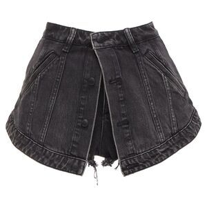 Alexander Wang washed cotton laye skort high waist cutaway shorts